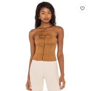 Guizio Satin Corset Top in Brown
